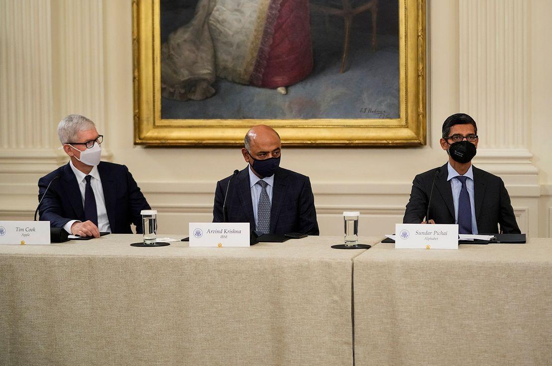 Tim Cook - Apple, Arvind Krishna - IBM, Sundar Pichai - Google | Drew Angerer / Getty Images