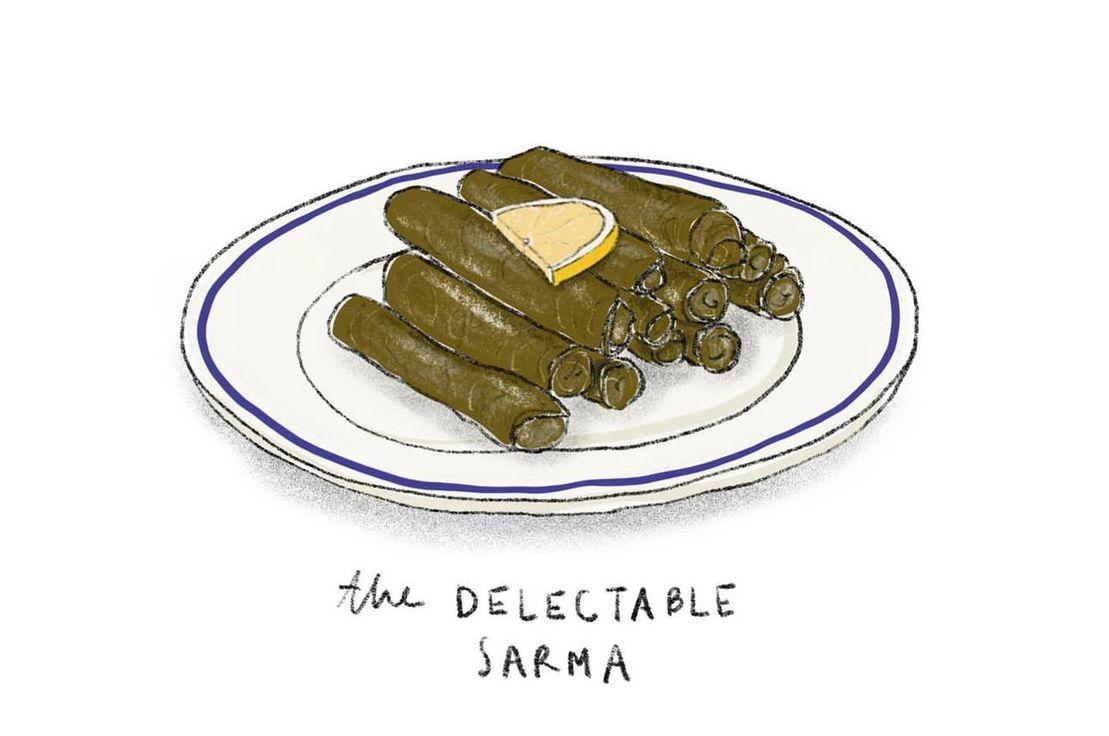 Zeytinyağlı yaprak sarma. Kaynak: Başak Notz (Instagram: basakillustrates)