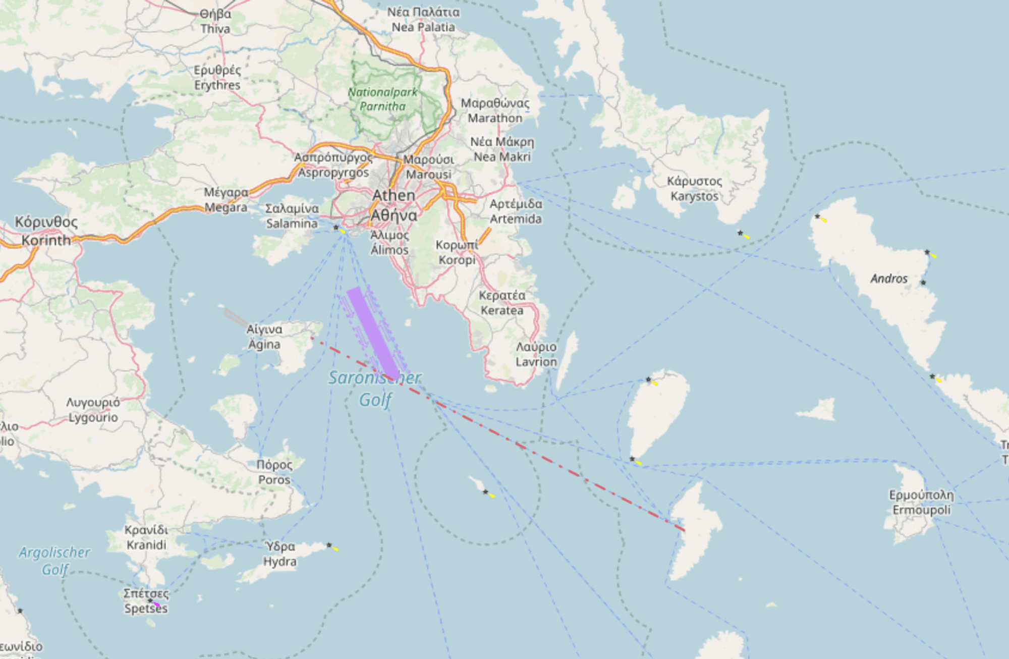Kythnos adasından Aegina'ya seyir
