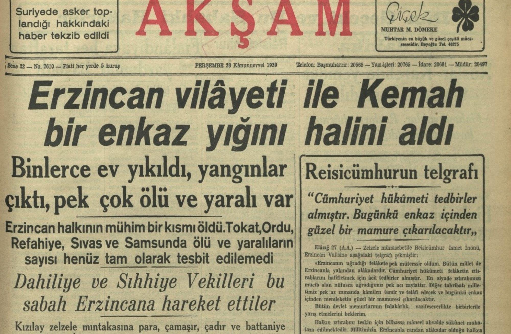 Siyasal Kültür ve 1939 Erzincan Depremi