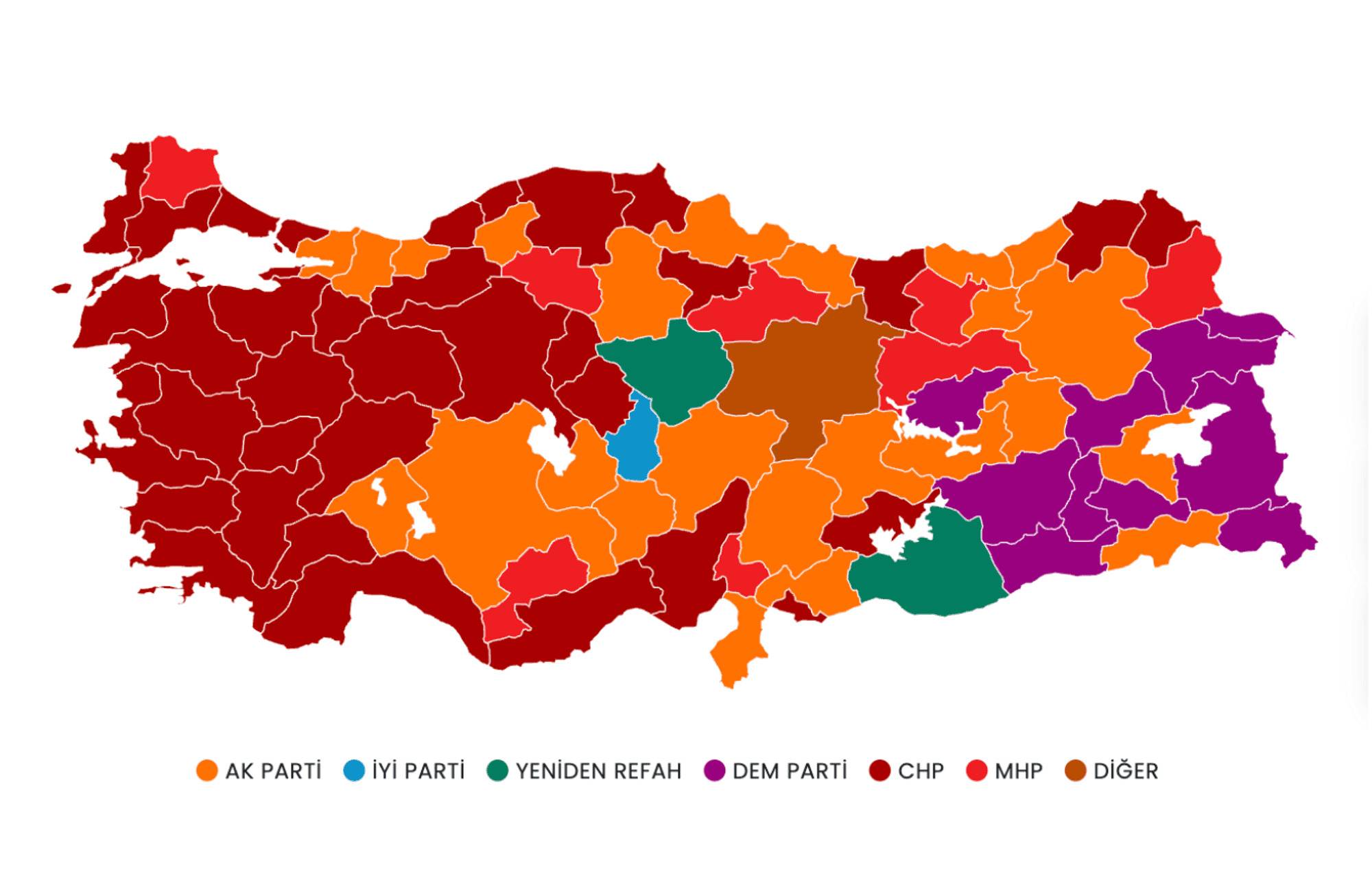 Seçim haritasının değişen renkleri