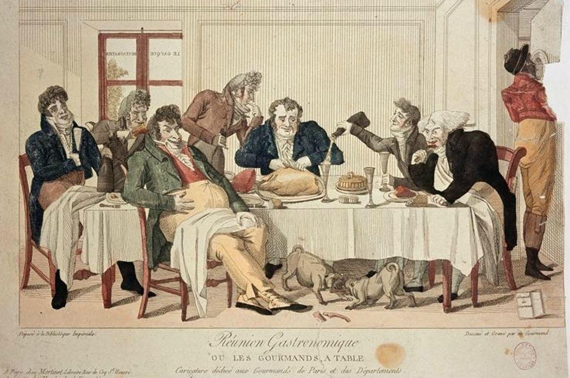 “Gastronomi Buluşması” ya da “Oburlar Sofrası”. Paris’in ve taşranın oburlarına adanmış bir karikatür