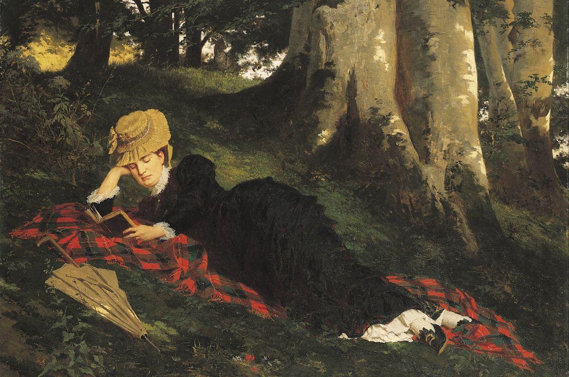 Resim: Gyula Benczúr, Women Reading in a Forest (1875)