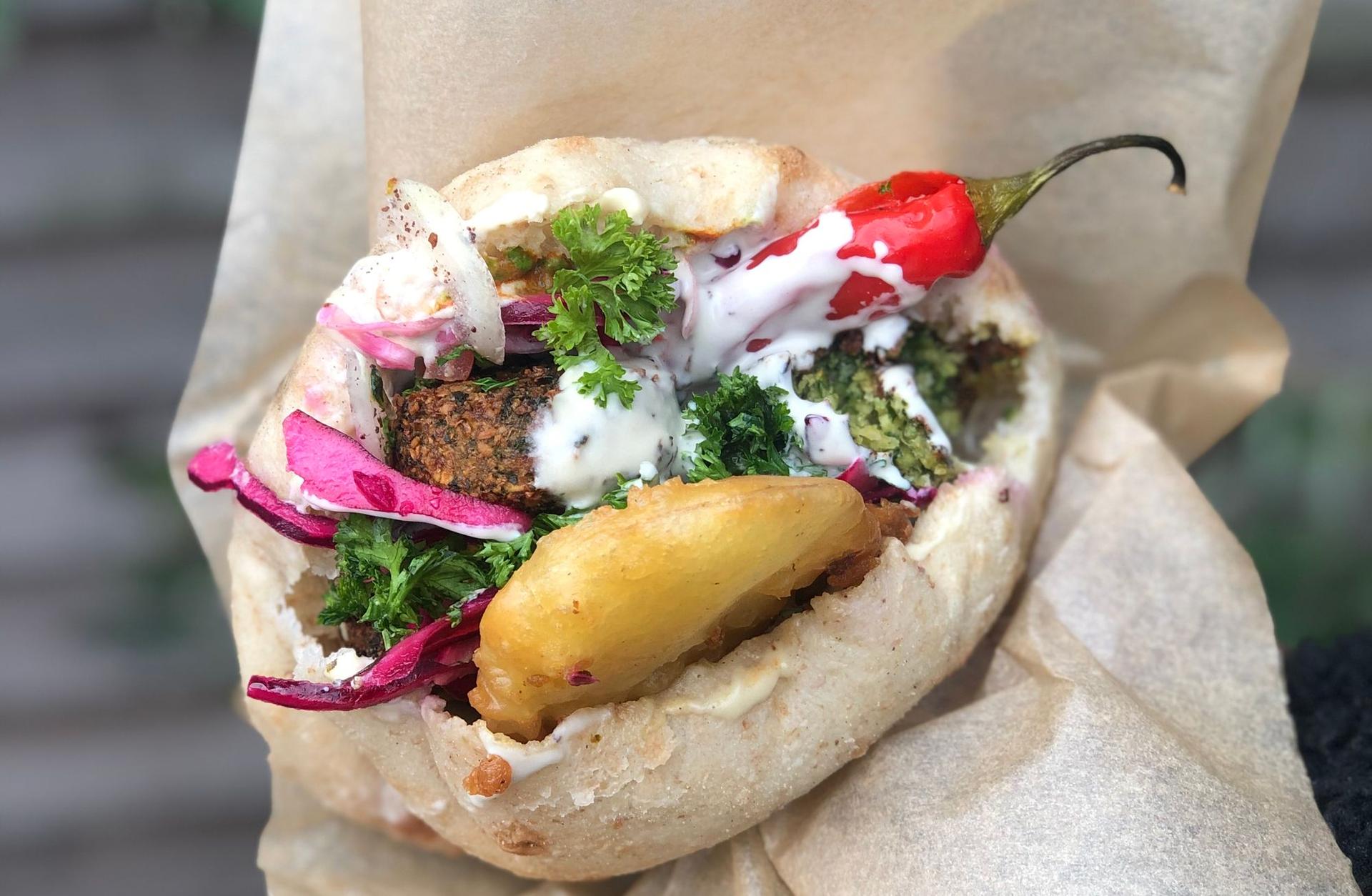 Pockets: The union of fluffy pita bread and crunchy green falafels