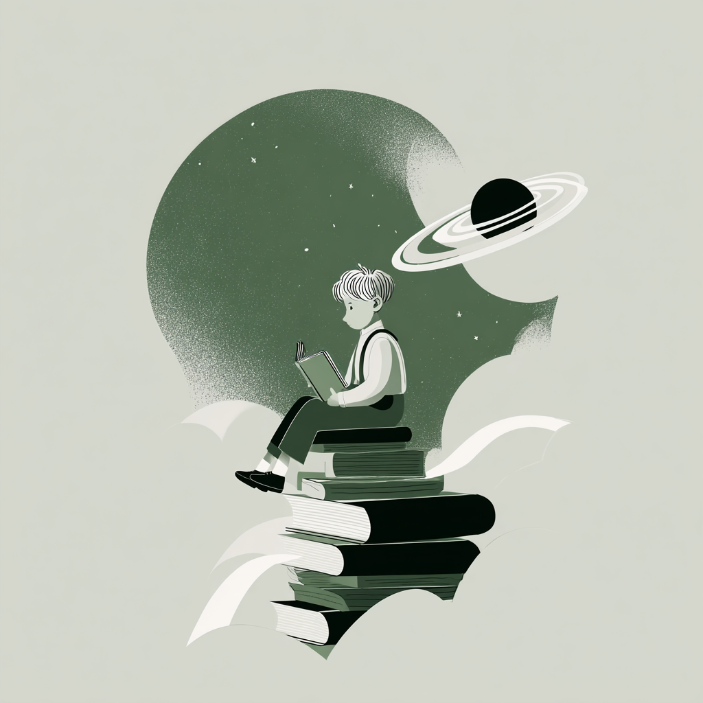 Kitap merdivenlerinde okuyan çocuk